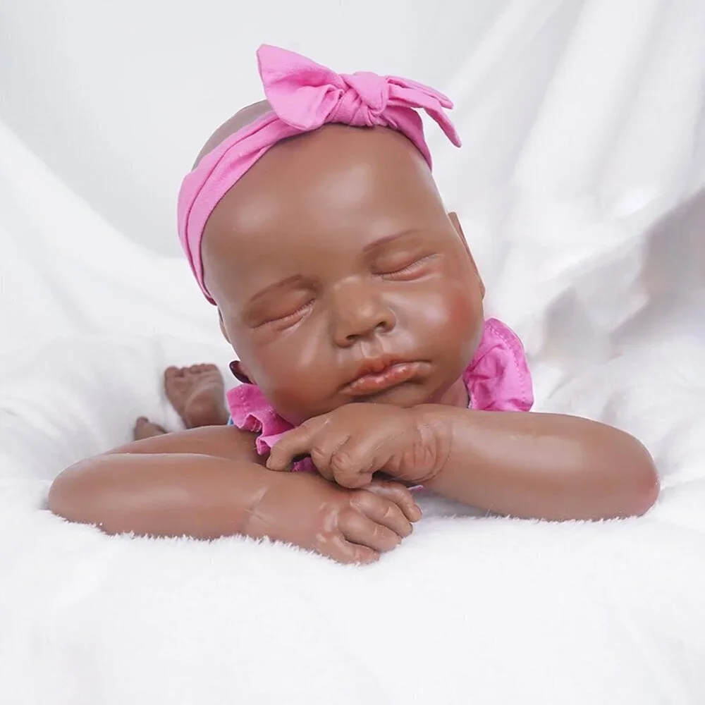 🆕19 inch Full Body Platinum Silicone Bald Baby Dolls Sleeping Zora-tan Boy